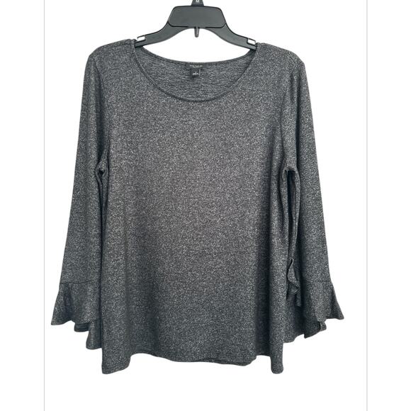 Ann Taylor Factory Charcoal Gray Flared Bell Sleeves Knitted Top Women’s Medium - Picture 1 of 6